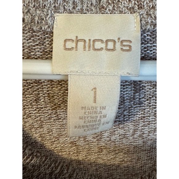 Chicos Size 1 Faux-Suede Inset Shirt Blouse Top Paisley 3/4 Sleeves Medium 8 - Picture 2 of 9